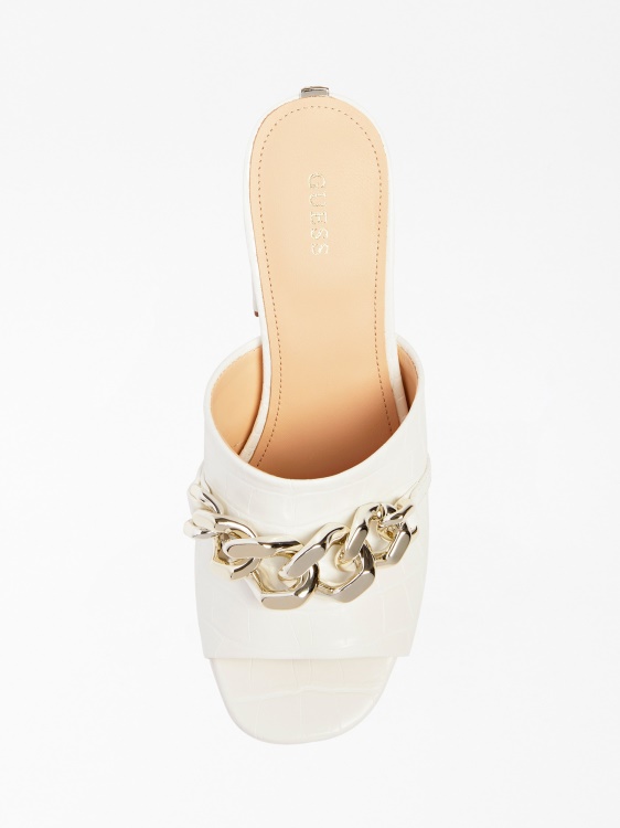 Guess White Xanthe Croc-print Clog