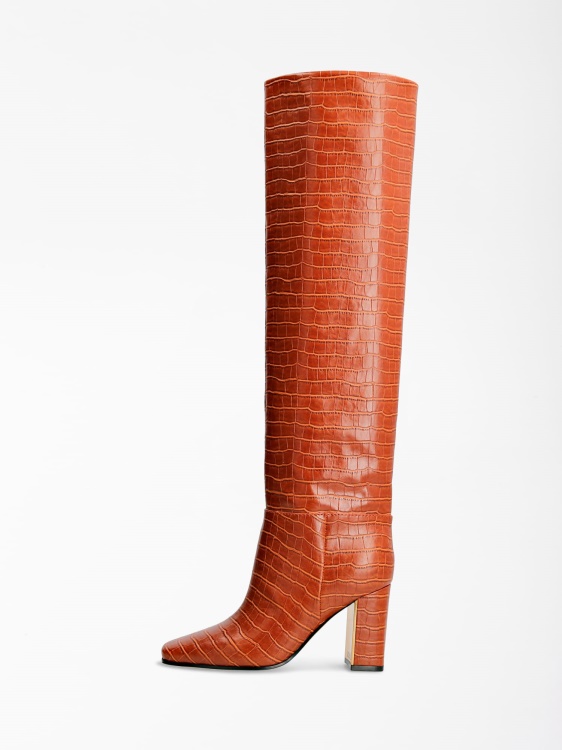високи ботуши с щампа на Elandra Croc Guess