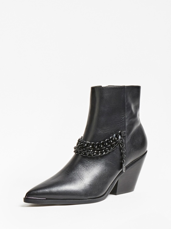 черен ботуш от естествена кожа Guess Patziy