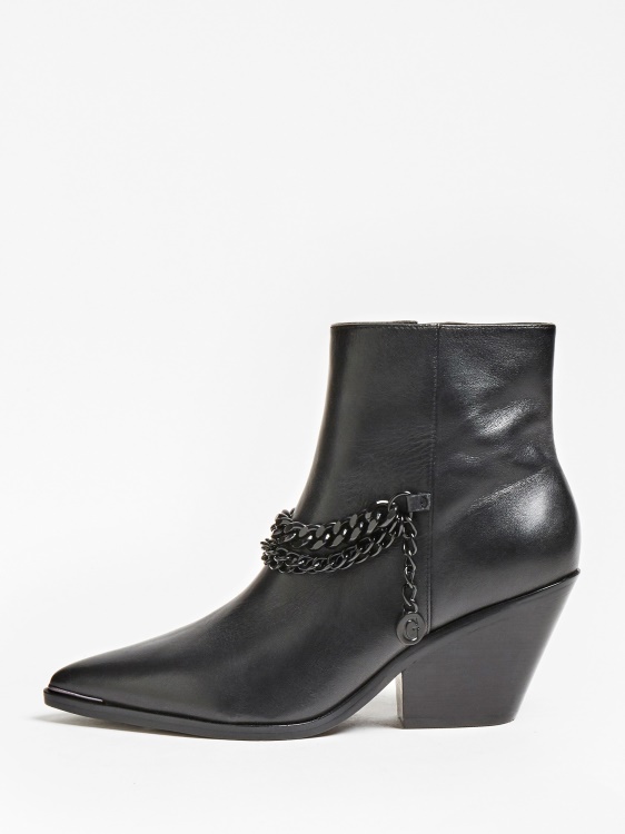 черен ботуш от естествена кожа Guess Patziy