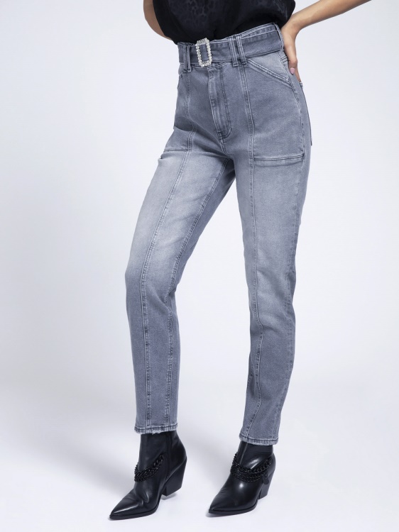 дънки със скъпоценен колан със спокойна кройка Guess Gray