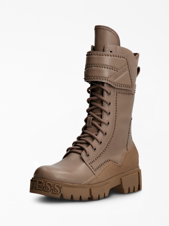 Nancia Stud Combat Boot Grey Multi Guess