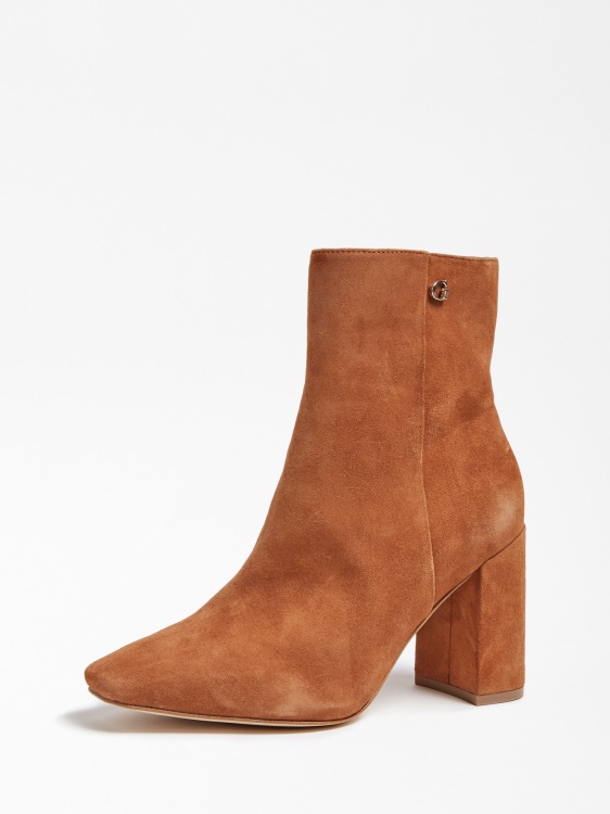 Adelia велурени ботуши до глезена кафяви Guess