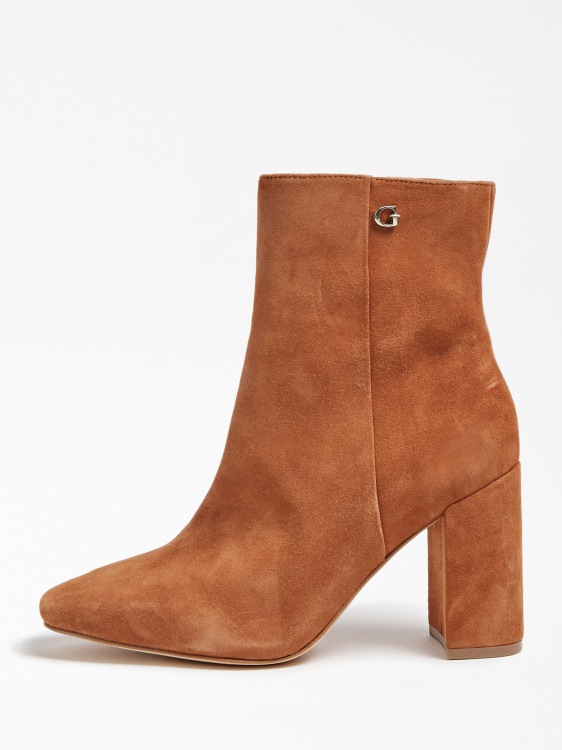 Adelia велурени ботуши до глезена кафяви Guess
