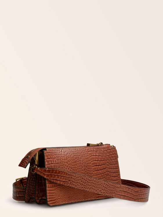 Guess Raffie Croc Print Mini Crossbody кафяво