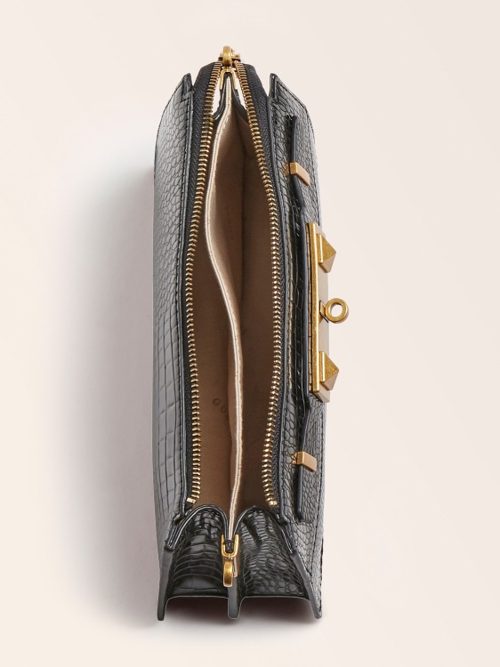 Guess Raffie Croc Print Mini Crossbody Black