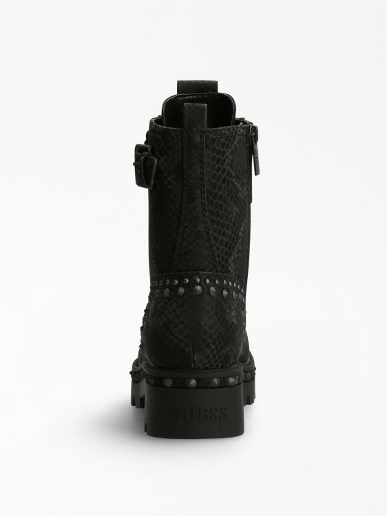 Black Guess Variel Python Print Combat Boot
