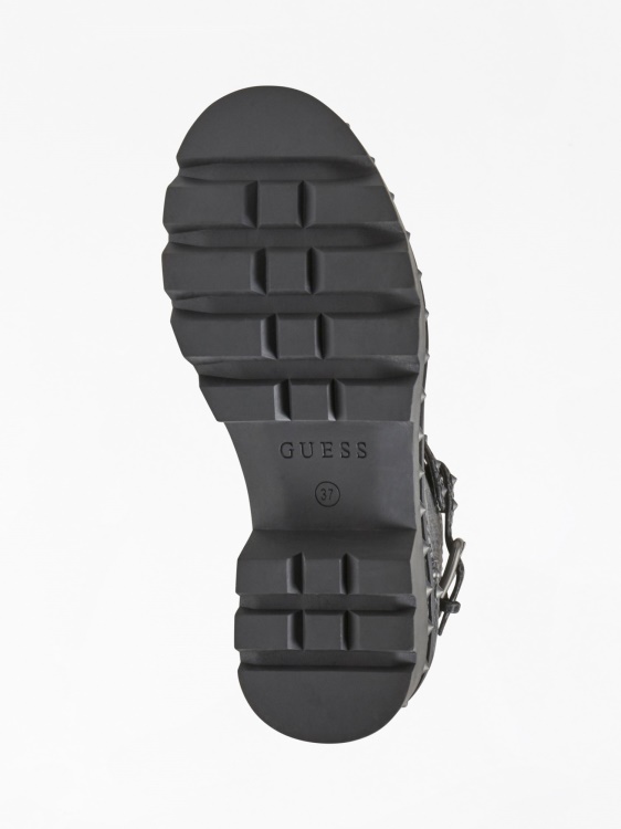 Black Guess Variel Python Print Combat Boot
