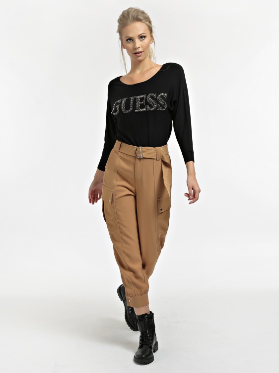 бижу детайли лого пуловер Guess черен