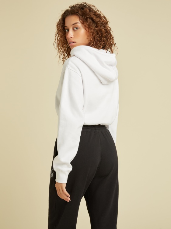 изрязана качулка бяла Guess