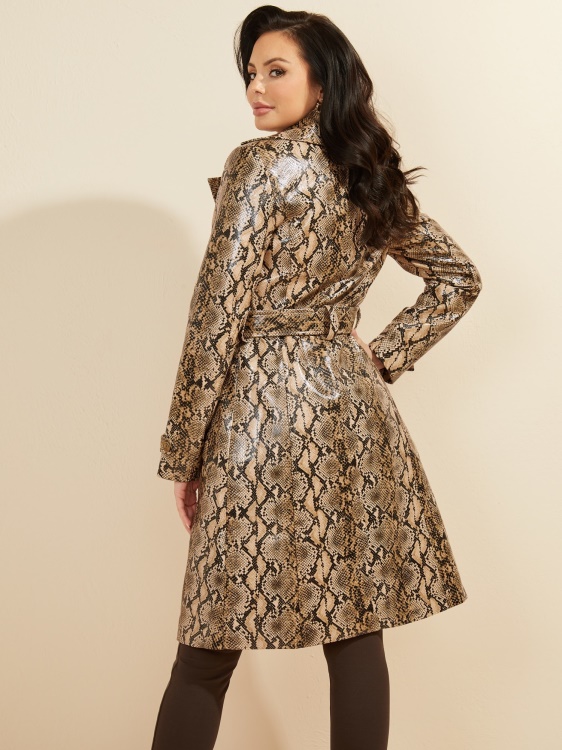 Marciano Phyton Print Trench Brown Multi Guess