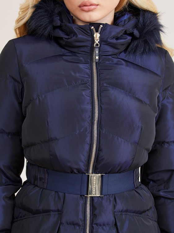 сатенено яке Guess Blue Marciano от истински пух
