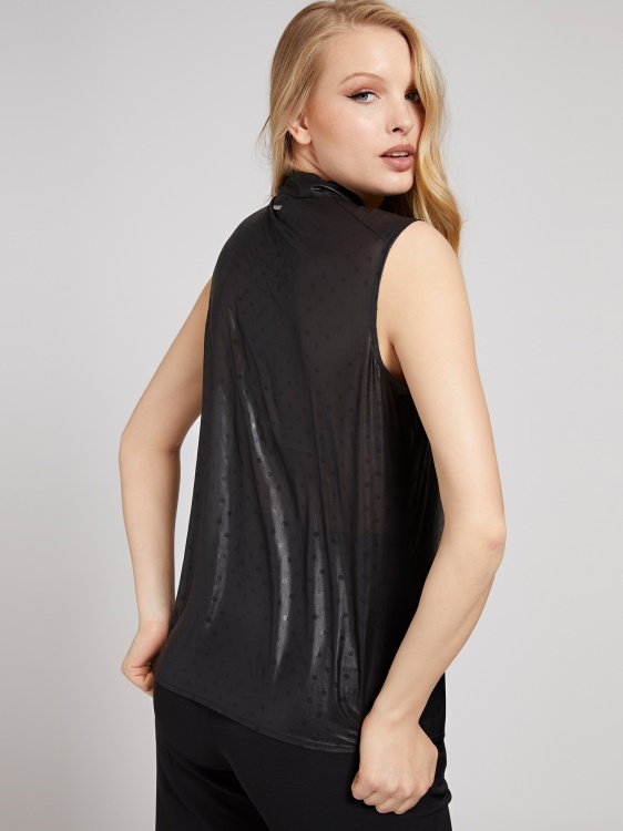 блуза с щампа на точки черна Guess