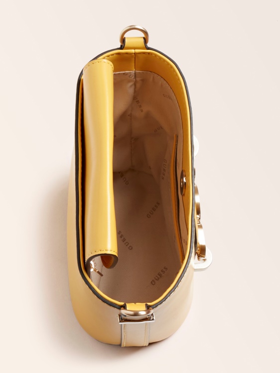 жълта чанта Guess Hensely Bucket Bag