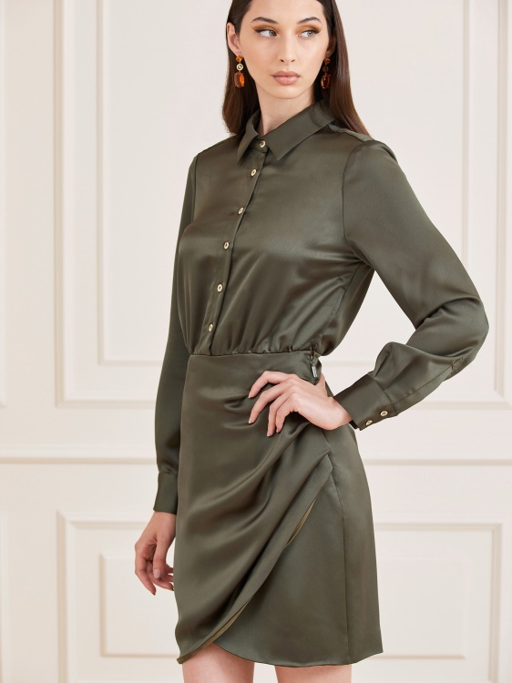 Guess зелена сатенена рокля Marciano