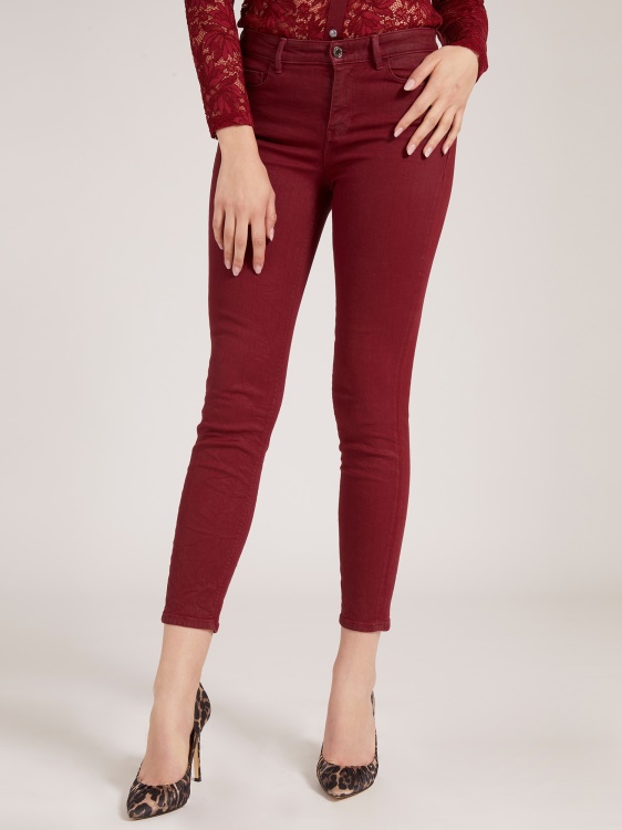 тесни дънкови панталони с бордо Guess покритие