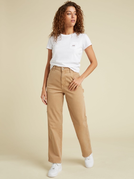 бяла тениска Guess с предно лого