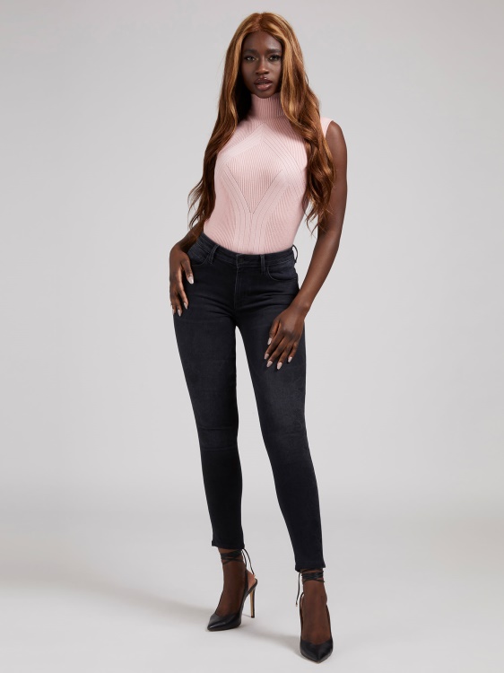 пуловер с деколте на костенурка Guess Pink