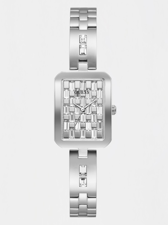 моден сребрен Guess кристален аналогов часовник нова тенденция