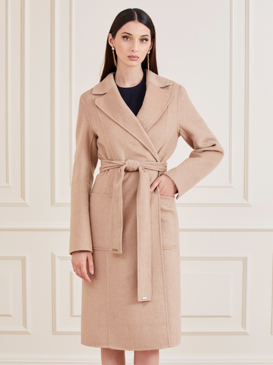 палто от вълнена смес Marciano бежово Guess