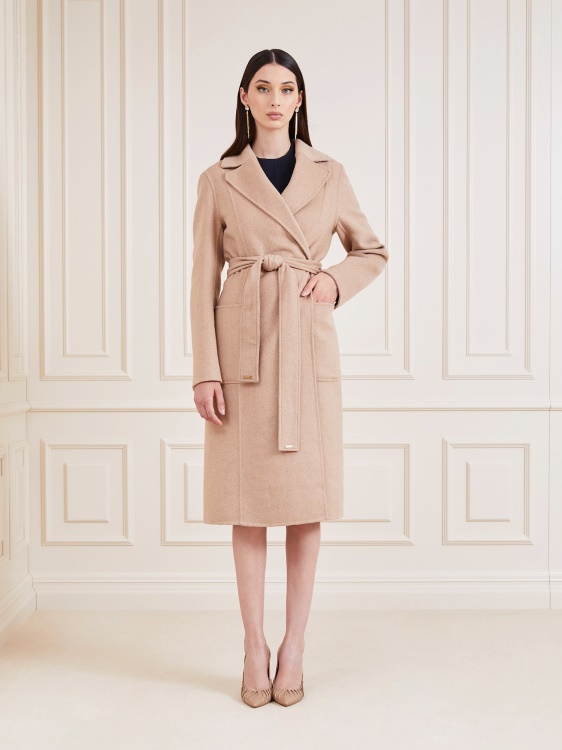 палто от вълнена смес Marciano бежово Guess