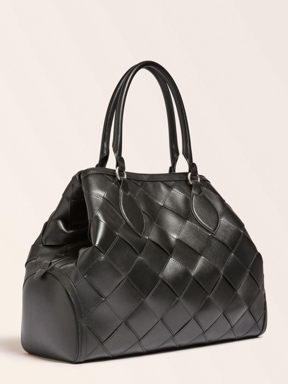 голяма луксозна черна чанта от истинска кожа Guess Giorgia
