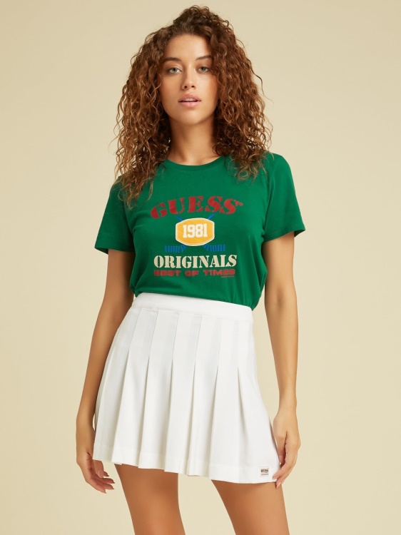 зелена тениска с предно лого на Guess