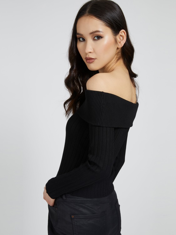 пуловер с отворени рамена Guess Black