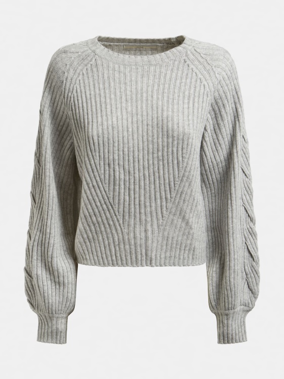 пуловер от вълнена смес сив мулти Guess