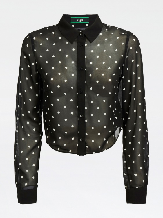 черна многократна изрязана риза Guess