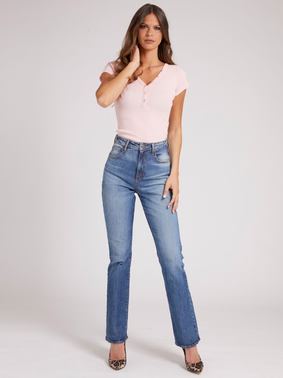 прилепнал дънков панталон със син цвят Guess