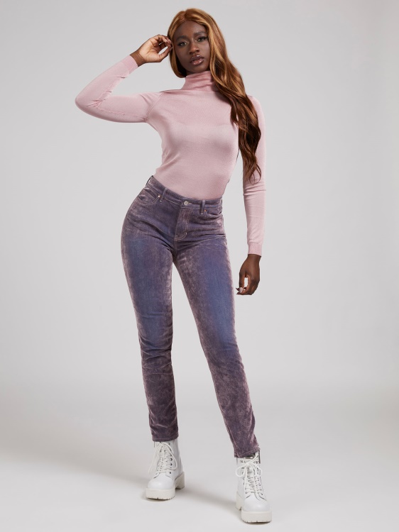 флок тесни дънкови панталони Guess лилаво