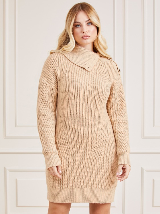 пуловер с вълнени копчета Marciano Guess бежов
