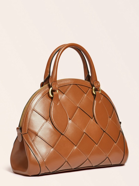 Guess кафява луксозна дамска чанта от естествена кожа Giorgia