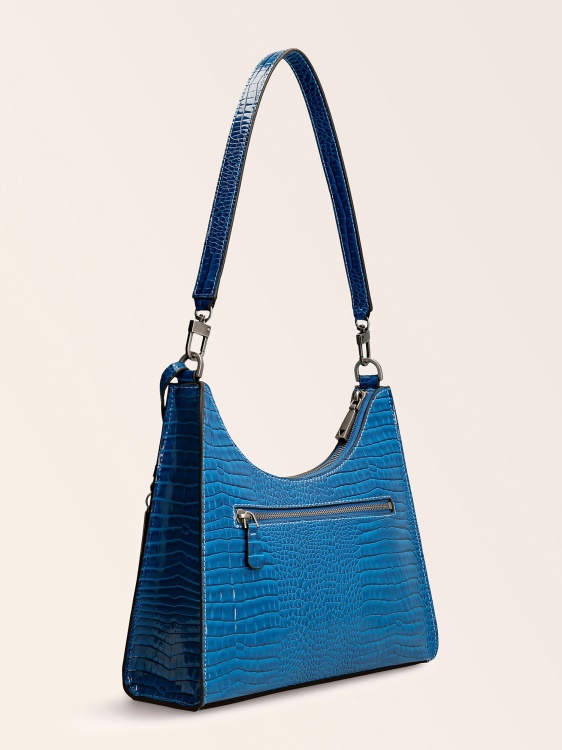 чанта през рамо с крокодил с щампа Raffie Guess Blue