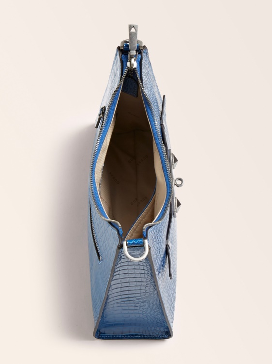 чанта през рамо с крокодил с щампа Raffie Guess Blue