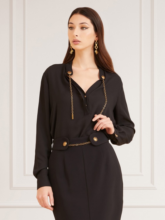 Guess Marciano блуза с верига черна