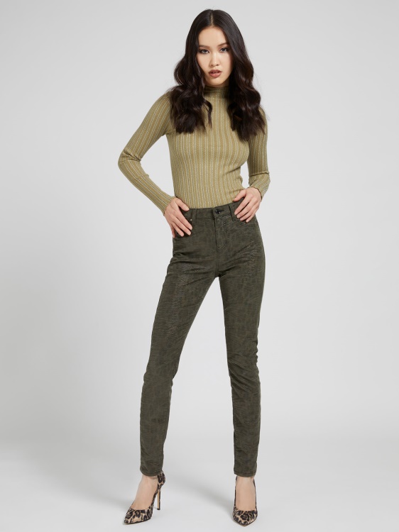 пуловер от смес от вискоза с деколте, зелен Guess