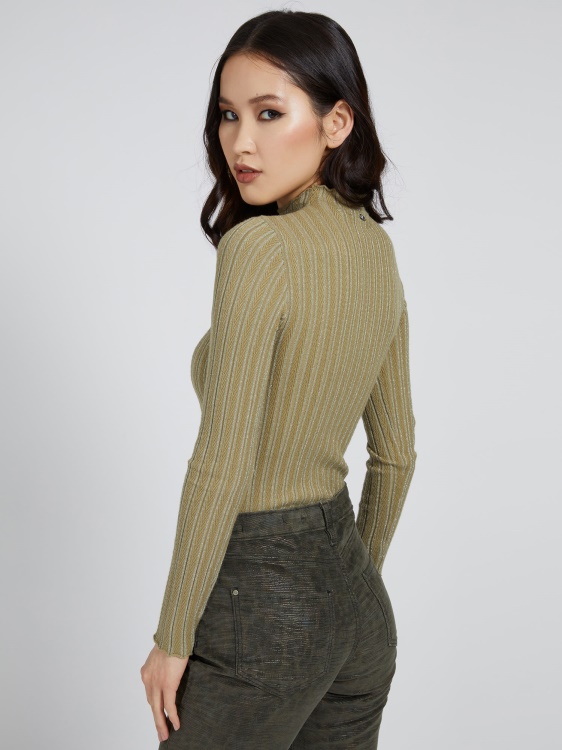 пуловер от смес от вискоза с деколте, зелен Guess