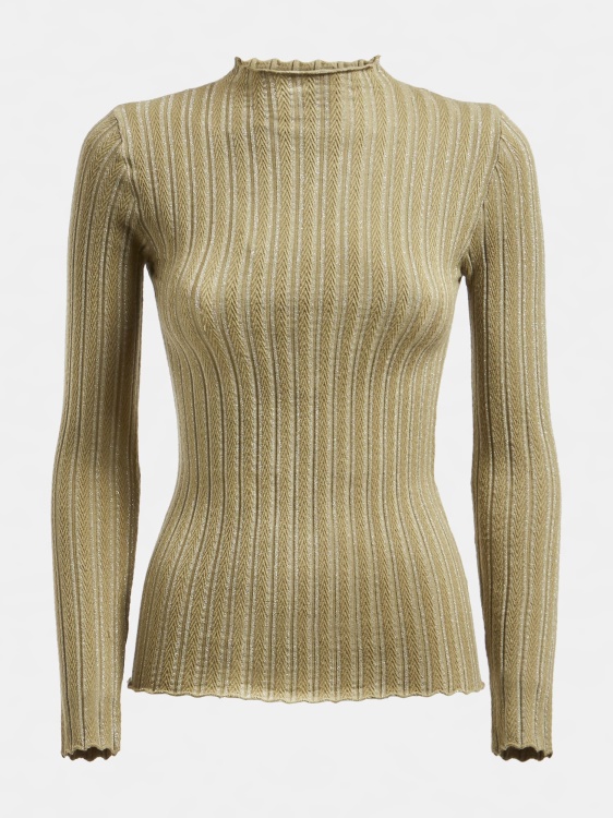 пуловер от смес от вискоза с деколте, зелен Guess