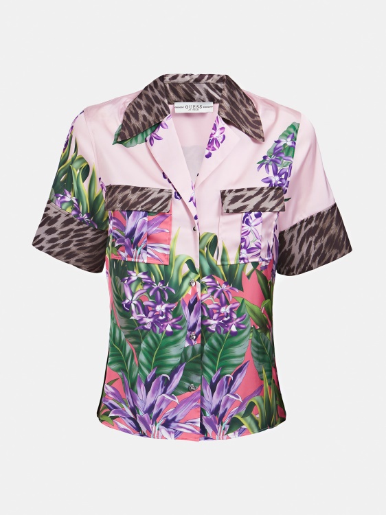 риза с флорален принт Guess Multi Pink