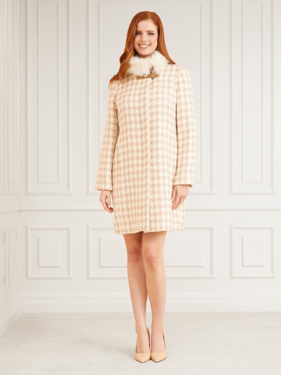 палто от смес от вълна Marciano бяло Multi Guess