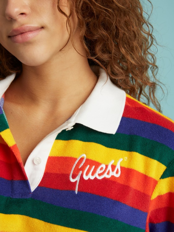 многоцветен модел Guess изрязана поло тениска