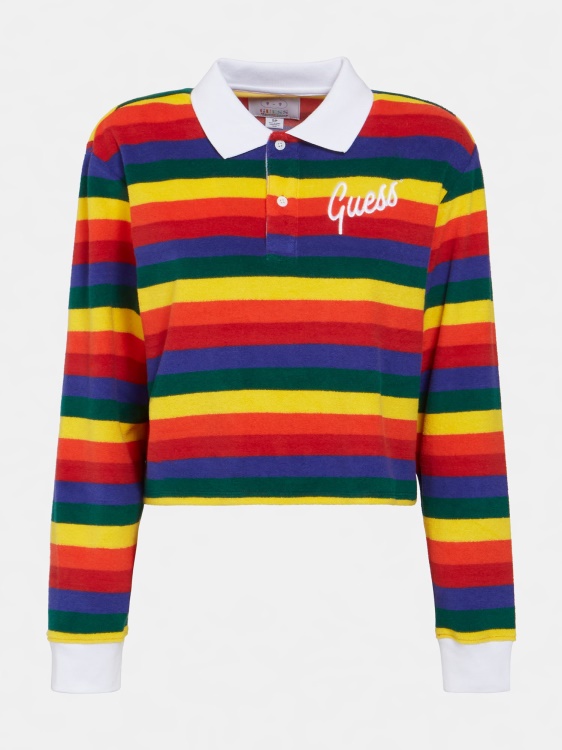 многоцветен модел Guess изрязана поло тениска