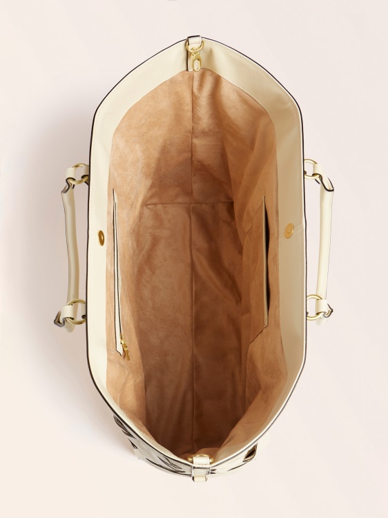 бяла голяма луксозна дамска чанта от естествена кожа Guess