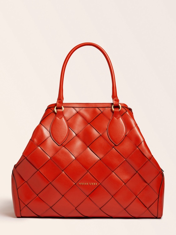 Orange Guess Giorgia голяма луксозна дамска чанта от естествена кожа