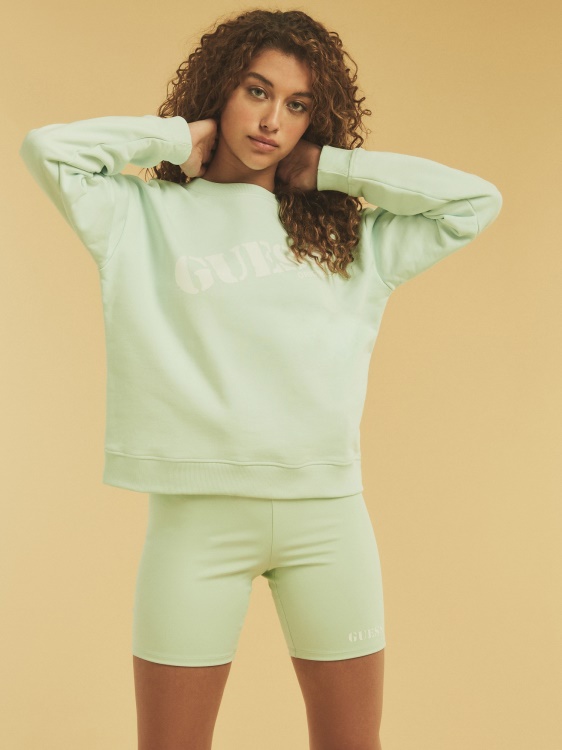 суичър със зелено предно лого Guess