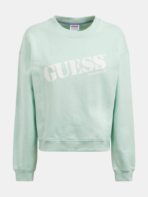 суичър със зелено предно лого Guess