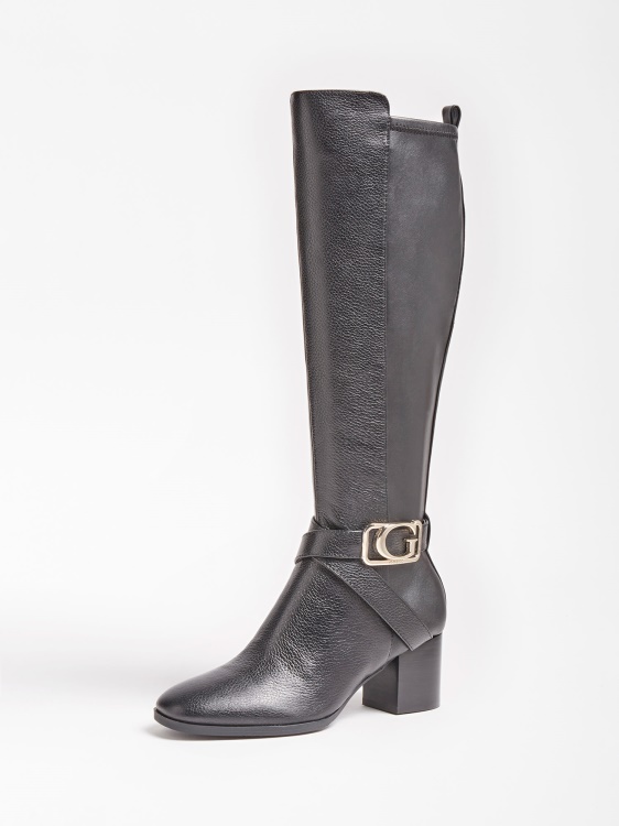 Ботуши Paxley от естествена кожа Guess черни