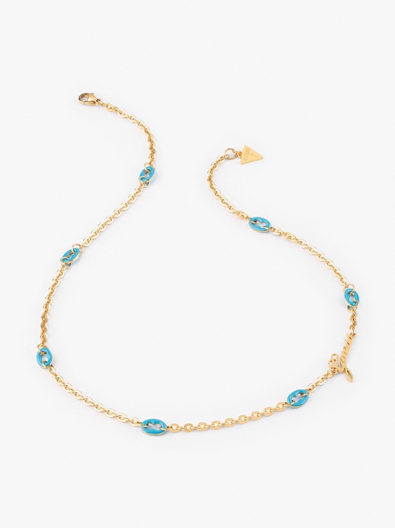 колие Guess Pop Links светло синьо